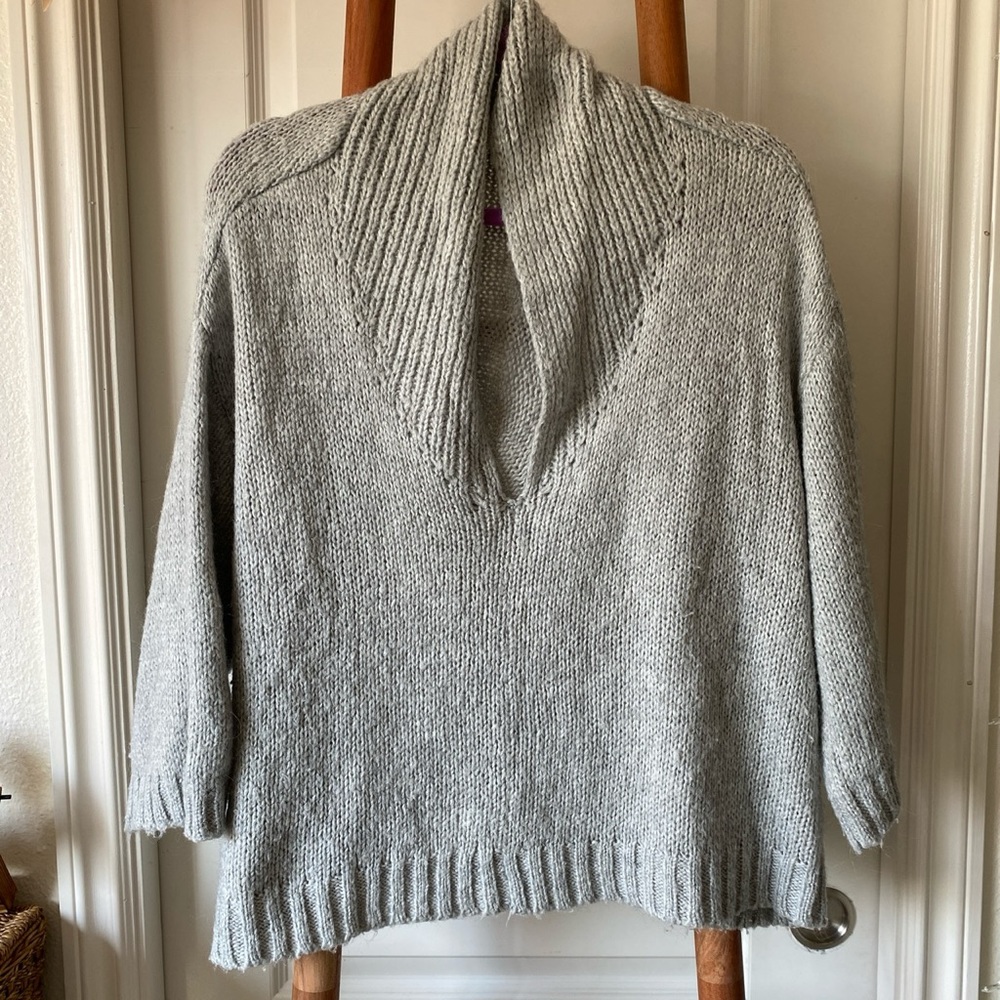 Light grey collared v neck sweater